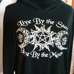 ☀️Live by the Sun Love by the Moon🌙 Graphic Long Sleeve Hooded Tee